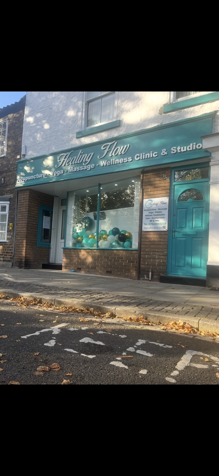 The Healing Flow frontage on Norton High Street, where Pop Up Shop Norton is located